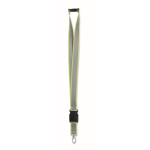 Lanyard riflettente in RPET con chiusura di sicurezza e larghezza di 2,5 cm color giallo fluorescente