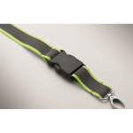 Lanyard riflettente in RPET con chiusura di sicurezza e larghezza di 2,5 cm color giallo fluorescente terza vista fotografica