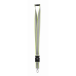 Lanyard riflettente in RPET con chiusura di sicurezza e larghezza di 2,5 cm color giallo fluorescente vista principale