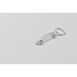 Apribottiglie in lega di zinco a forma di auto color argento opaco quarta vista fotografica