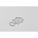 Apribottiglie in lega di zinco a forma di casa color argento opaco quarta vista fotografica