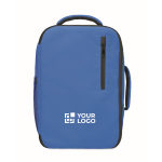 Zaino da cabina in poliestere RPET con cinghia per trolley 15'' color blu reale vista area di stampa