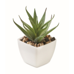 Mini pianta artificiale tipo aloe vera da scrivania color bianco