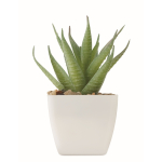 Mini pianta artificiale tipo aloe vera da scrivania color bianco seconda vista