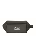 Borsa beauty in poliestere RPET 600D con maniglia e zip color nero vista area di stampa