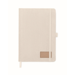 Taccuino con copertina in poliestere RPET e 192 pagine A5 color bianco sporco