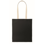 Borsa shopper in cotone con manici lunghi 140 g/m² color nero