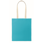 Borsa shopper in cotone con manici lunghi 140 g/m² color turchese