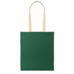 Borsa shopper in cotone con manici lunghi 140 g/m² color verde scuro