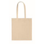 Borsa shopper in velluto a coste in poliestere con manici lunghi 220 g/m² color beige