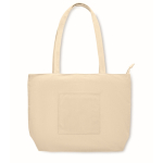Borsa grande in velluto a coste in poliestere con zip 220 g/m² color beige