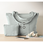 Borsa grande in velluto a coste in poliestere con zip 220 g/m² color azzurro vista ambiente principale