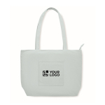 Borsa grande in velluto a coste in poliestere con zip 220 g/m² color azzurro vista area di stampa