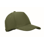 Cappellino in velluto a coste 5 pannelli con chiusura regolabile 220 g/m² color verde militare