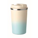 Bicchiere in acciaio inox antigoccia con coperchio 350 ml color azzurro