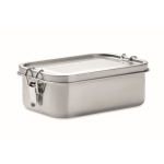 Portapranzo in acciaio inox riciclato con fibbie laterali 750 ml color argento opaco