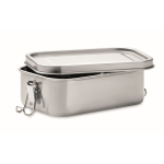 Portapranzo in acciaio inox riciclato con fibbie laterali 750 ml color argento opaco seconda vista