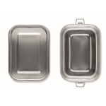 Portapranzo in acciaio inox riciclato con fibbie laterali 750 ml color argento opaco quarta vista