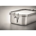 Portapranzo in acciaio inox riciclato con fibbie laterali 750 ml color argento opaco vista fotografia