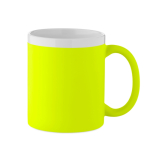 Tazza in ceramica con finitura opaca con bordo bianco 300 ml color giallo fluorescente