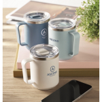 Bicchiere a doppia parete con coperchio scorrevole trasparente 400 ml color bianco vista ambiente principale