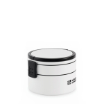 Portapranzo rotondo a due piani da 250/700 ml con manici color bianco vista area di stampa