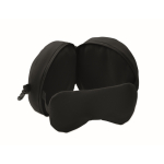 Cuscino da viaggio 2 in 1 con mascherina per gli occhi integrata color nero