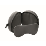 Cuscino da viaggio 2 in 1 con mascherina per gli occhi integrata color grigio scuro