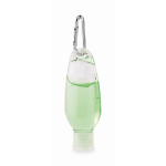 Flacone ricaricabile di aloe vera con moschettone in alluminio 50 ml color verde trasparente