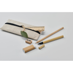 Set da scrittura in borsa di iuta con vari articoli scolastici color nero terza vista fotografica