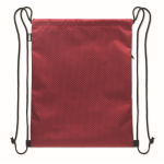 Sacca zaino con cordini in RPET con tasca laterale e cerniera color bordò terza vista