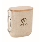 Set di cavi in custodia con coperchio che funge da supporto per smartphone color beige vista principale