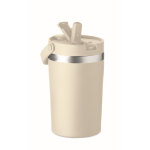 Bicchiere con manico in acciaio inox riciclato a doppia parete 350 ml color beige terza vista