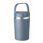 Bicchiere con manico in acciaio inox riciclato a doppia parete 350 ml color blu riviera