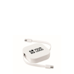 Cavo retrattile Type-C con trasferimento dati e supporto mobile color bianco vista area di stampa