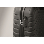 Trolley in plastica rigida con scomparto principale e 4 ruote color nero vista fotografia