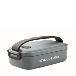 Portapranzo in plastica con coperchio ermetico e clip 800 ml color nero opaco vista area di stampa