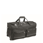Borsa trolley in RPET con 2 ruote e varie tasche color nero vista area di stampa