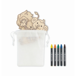 Set di pittura per bambini con decorazioni da appendere in legno e matite color bianco quinta vista