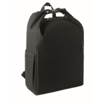 Zaino roll top RPET per laptop con tasca laterale elastica 15'' color nero