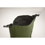 Zaino roll top RPET per laptop con tasca laterale elastica 15'' color verde militare settima vista fotografica