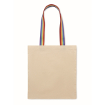 Borsa tote bag in cotone con manici arcobaleno 180 g/m² color multicolore