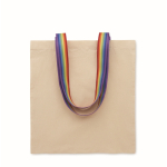 Borsa tote bag in cotone con manici arcobaleno 180 g/m² color multicolore seconda vista