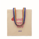 Borsa tote bag in cotone con manici arcobaleno 180 g/m² color multicolore vista principale