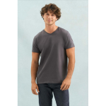 T-shirt unisex in cotone semi-pettinato con scollo a V SOL'S color grigio topo