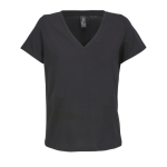 T-shirt da donna in cotone semi-pettinato con scollo a V SOL'S color nero terza vista