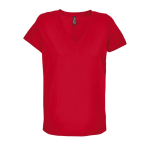 T-shirt da donna in cotone semi-pettinato con scollo a V SOL'S color rosso quinta vista