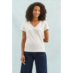 T-shirt da donna in cotone semi-pettinato con scollo a V SOL'S color bianco
