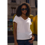 T-shirt da donna in cotone semi-pettinato con scollo a V SOL'S color bianco