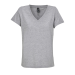 T-shirt da donna in cotone semi-pettinato con scollo a V SOL'S color grigio jeansato